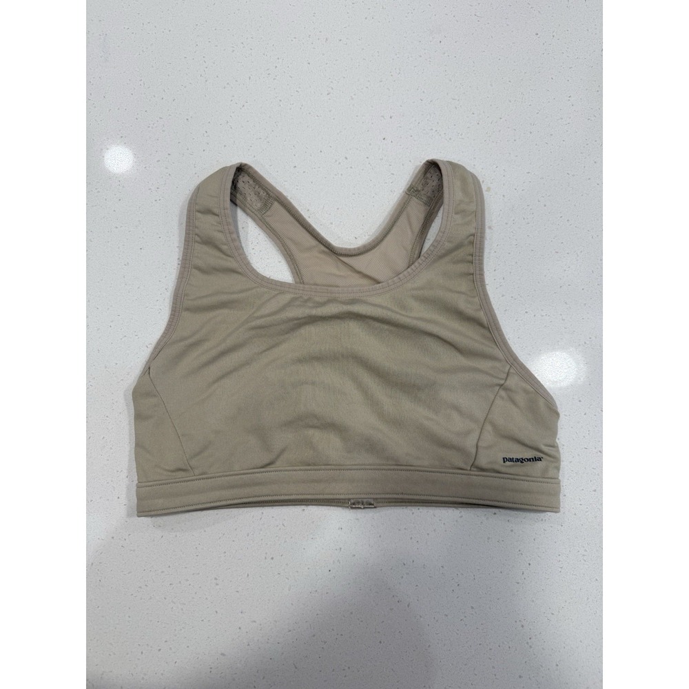 Patagonia Capilene Sports Bra Women's Large‎ Beige Racerback Yoga Athletic
